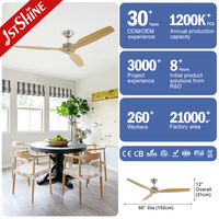 Ventilateur de plafond 1stshine 60 pouces en bois massif pour salon et chambre, avec pales réversibles, fonction minuterie et Wi-Fi TUYA