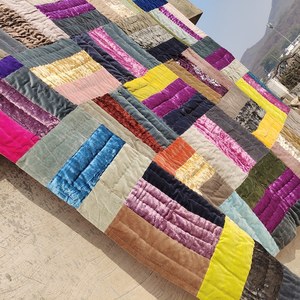 Handmade Reversible Nữ Hoàng Kích thước Quilt mềm Hoa nhung cotton bộ đồ giường Bộ mùa đông nặng hơn ấm hoa nhà bé Quilt - Product Image 1