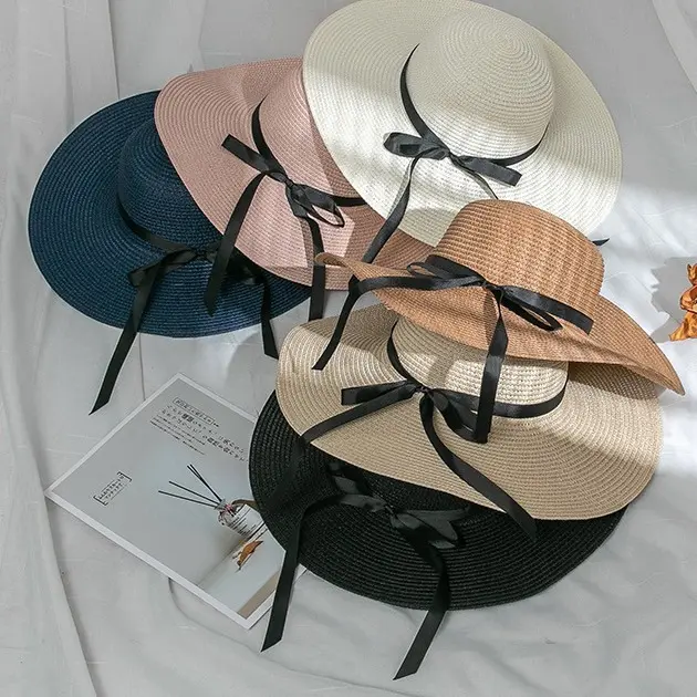 Foldable Travel Strawhat Parent-child Summer Seaside Sun Beach Hat Caps Floppy Oversize Large Wide Brim Fedora Straw Hats Women