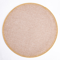 Set de table rond en tissu avec bordure dorée, en polyester et toile de jute, pour la maison, les mariages et les fêtes