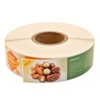 Étiquettes personnalisées écologiques, autocollantes, imperméables, en vinyle PVC, de qualité alimentaire, en rouleau pour emballage