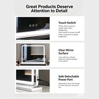 Miroir de maquillage de bureau éclairé par LED, miroir de vanité intelligent HD tactile pour chambre à coucher