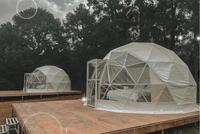 Dôme de glamping géométrique en acier de 8 à 10 m de diamètre, structure d'abri, hôtel, maison de luxe, extérieur, rond