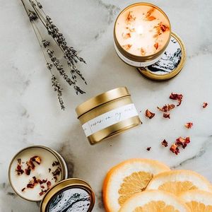 Op Maat Gemaakte Private Label Kaarsen Doordrenkte Gem Chakra Private Label Soja Wax Tin Kaarskristal Met Verpakking