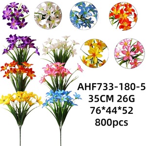 Bouquet de lys artificiels Guanyi, fleurs en soie plastique, décorations de mariage persistantes, arrangement de narcisses à 5 tiges pour intérieur et extérieur - Product Image 5