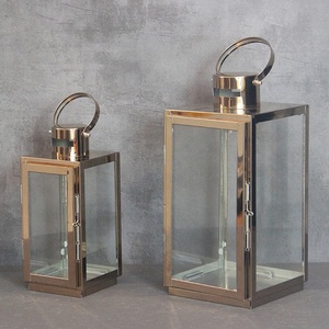 Garden Modern Style Set de 2 candelabros de oro rosa Linterna de metal para <span class=keywords><strong>la</strong></span> decoración de <span class=keywords><strong>la</strong></span> boda - Product Image 4