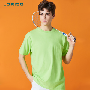 200g di cotone pettinato tinta unita a maniche corte t-shirt Oversize popolare <span class=keywords><strong>abbigliamento</strong></span> stile moda da uomo ampio - Product Image 5