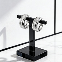 Boucles d'oreilles créoles en argent sterling 925 plaqué platine, qualité supérieure, luxe, tendance, zircon, pour femme, fiançailles, fête, mariage, cadeau