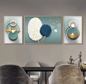 Decorazione Casa con Piume, Dipinto su Tela Moderno di Lusso con Stampa Cristallina Astratta, Arte Murale per Soggiorno - Product Image 4