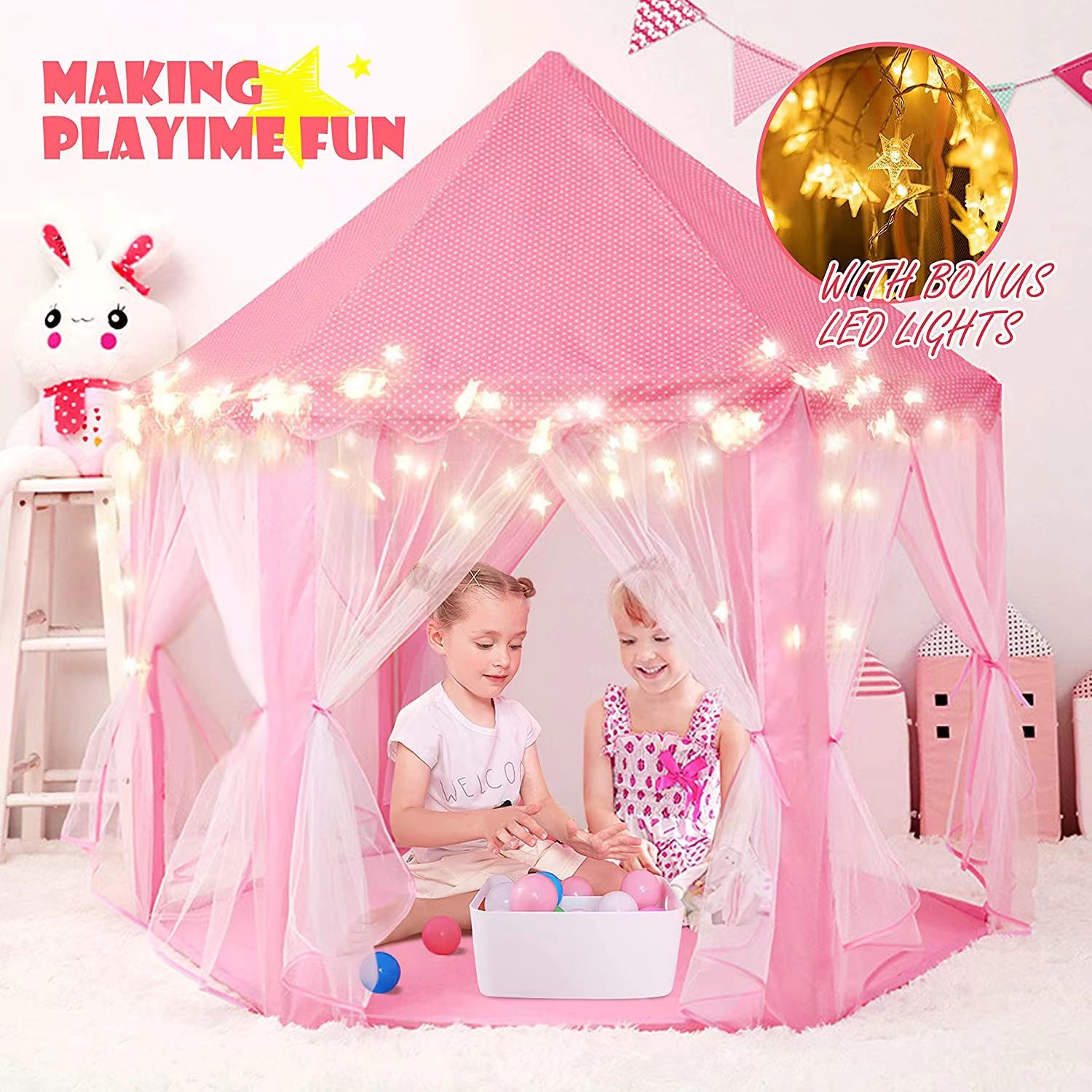 One Bedroom 140CM Indoor Princess Castle Playhouse Indoor Childrens Play Tent ODM