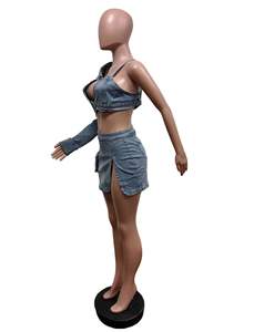 2024春夏デニム2ピースセットスカート　トレンドジーンズスカートセット　ストリートウェアジャケット　クロップジーンズ　レディースデニムセット - Product Image 5