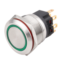 Interrupteur à bouton-poussoir métallique étanche IP65 1NO1NC/2NO2NC en acier inoxydable 22/25/28/30mm