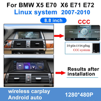 Écran tactile 8,8 pouces au prix d'usine pour BMW X5 E70 X6 E71 E72 avec Carplay sans fil, Android Auto, GPS intégré et lecteur de caméra de recul