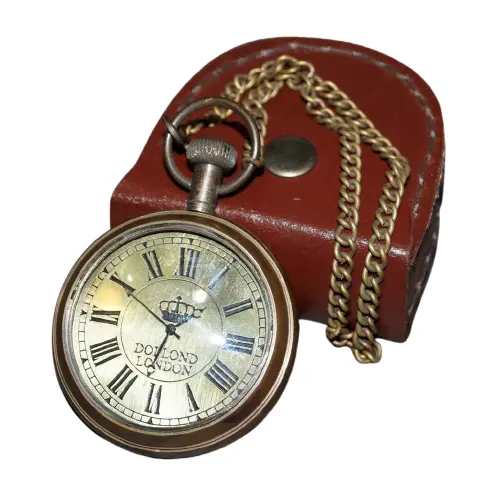 Topkwaliteit Vintage Messing Zakhorloge Met Lederen Doos Antiek Afgewerkt Tegen Goedkope Prijs