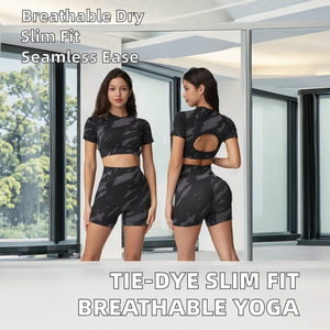 Conjunto Deportivo de 2 Piezas para Mujer, Diseño Dot Slimming, Sin Costuras, Transpirable, de Secado Rápido, Cintura Elástica, Logotipo Frontal, Cintura Alta, para Yoga y Fitness - Product Image 2