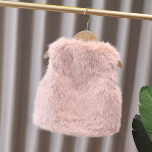 Chaleco Cálido y Peludo para Otoño e Invierno para Bebé Niña, Ropa Exterior Linda y Moderna con Decoración de Lazo y Perlas - Product Image 4