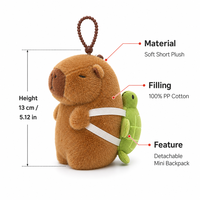 Porte-clés en peluche Capybara mignon, pendentif de sac animal de dessin animé, cadeau unisexe doux importé