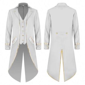 Nouvelles robes punk mi-longues unisexes pour adultes, style médiéval rétro, à bordure dorée, pour Halloween, Noël, TV et cinéma, 4ourcostumes - Product Image 6