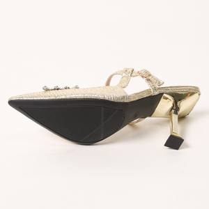 <span class=keywords><strong>Sandalias</strong></span> de tacón alto con diamantes dorados para <span class=keywords><strong>mujer</strong></span>, tacón de aguja que combina con todo para <span class=keywords><strong>Amazon</strong></span>, artículo transfronterizo de moda caliente - Product Image 4