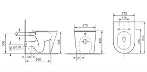 สุขภัณฑ์แบบแขวนผนังไร้ขอบทรงสี่เหลี่ยมและแบบตั้งพื้น รุ่น H-057 - Product Image 3