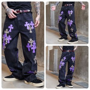 <span class=keywords><strong>Jeans</strong></span> Denim bordir kasual pria, jins Nano Retro kelas atas elastis gelombang lurus longgar bermerek, kancing kasual musim gugur
