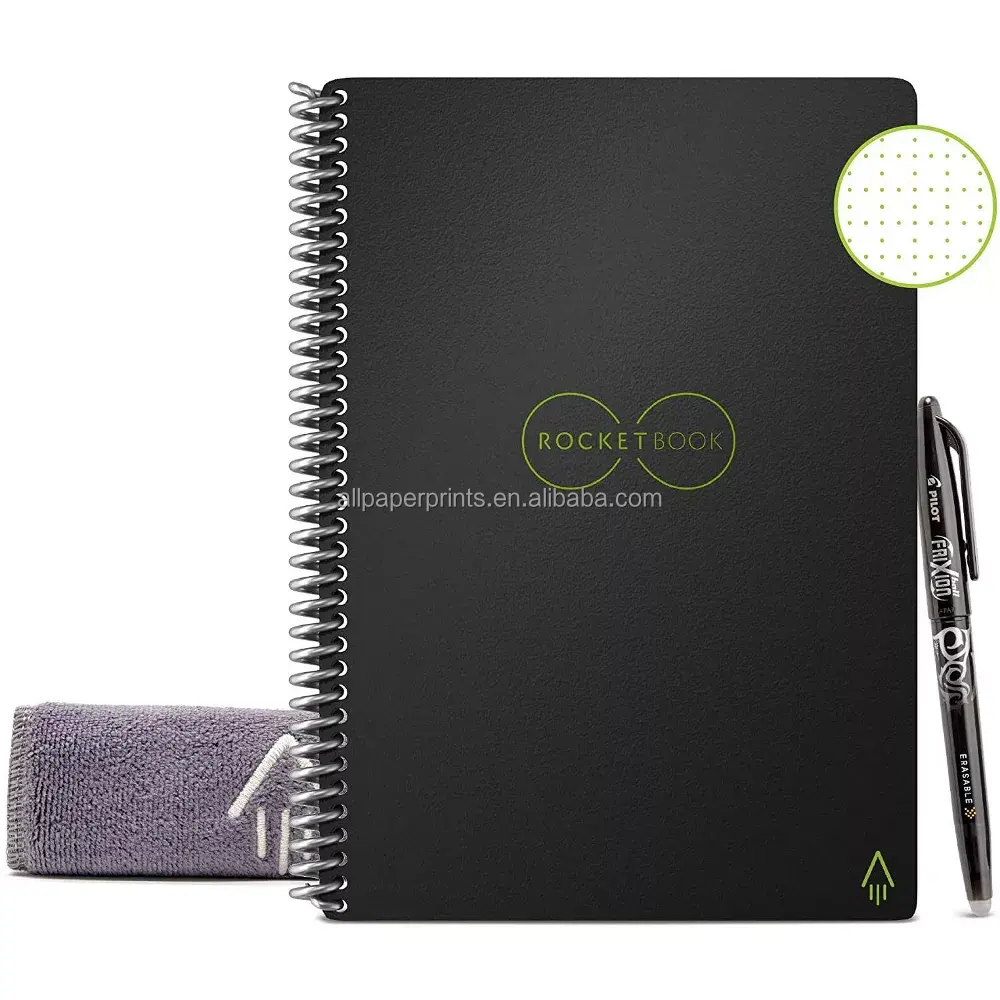 Smart Reusable Notebook - Dot-Grid Eco-Friendly Notebook with 1 Pilot Frixion Pen & 1 Microfiber Cloth Included