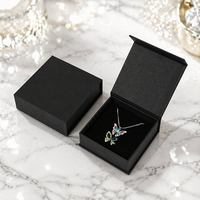 Boîte à bijoux noire de luxe, style livre, avec couvercle magnétique, emballage rigide pour produits de grande valeur, choix mondial