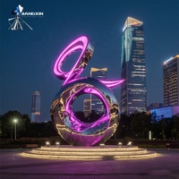 Sculpture en acier personnalisée avec son et lumière, installation d'art cinétique moderne pour la place urbaine, le hall d'hôtel