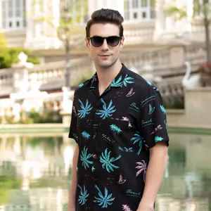 Camisas masculinas de alta qualidade, moda havaiana personalizada, slim, manga curta
