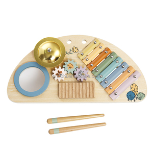 Juego de instrumentos musicales de madera natural, juguetes educativos de estilo de dibujos animados para que los niños pequeños toquen el <span class=keywords><strong>teclado</strong></span> del piano - Product Image 3