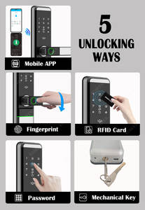 फिंगरप्रिंट पासवर्ड डिजिटल स्मार्ट लॉक क्लॉक सक्षम या तुया वाईफाई इलेक्ट्रॉनिक दरवाजा लॉक कुंजी कार्ड 5050 सुरक्षित बुद्धिमान लॉक - Product Image 3