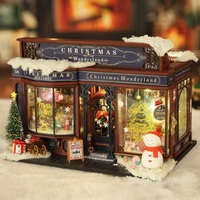 Kit de décoration de livre de Noël, modèle de scène de livre miniature en bois à assembler soi-même avec lumière LED, cadeau de décoration de bureau