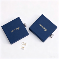 Boîte cadeau coulissante haut de gamme bleu marine personnalisée avec logo estampé or pour l'emballage de détail et d'entreprise