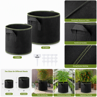 Sacs de culture robustes et respirants en tissu non tissé épaissi de 1 à 2 mm, 5 gallons, avec poignées à double couture renforcées et étiquettes pour plantes