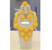 Ensemble de bijoux de haute qualité en or plaqué or royal avec diamants, 4 pièces, fait main, collier, boucles d'oreilles, bague, pour femme, fiançailles, anniversaire
