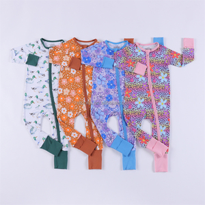 Großhandel 95% Bambus 5% Spandex Pyjamas Kleinkinderbekleidung mit Individuell Bedrucktem Logo Neugeborenen-Reißverschluss-Strampler aus Bambus - Product Image 6