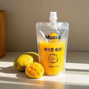 कस्टम आकार खाली पारदर्शी फल रस स्टैंड-अप स्पा पाउच बैग तरल पेय के लिए सक्शन नोजल के साथ सक्शन नोजल - Product Image 3