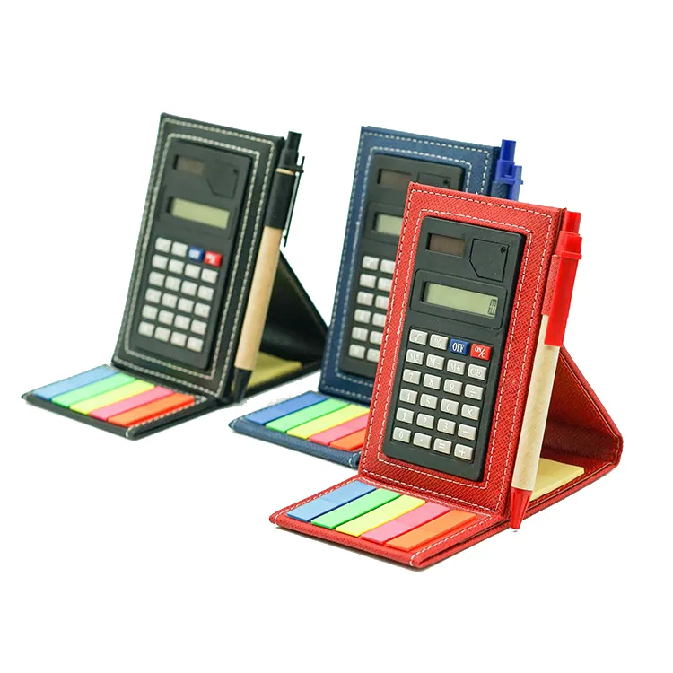 Factory outlet pure color standing pocket calculator notepad with pen