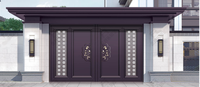 Portes en aluminium de style européen Porte de villa en aluminium Portes de jardin électriques Conception de gril Porte coulissante de cour en aluminium pour la maison