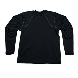 Chemise de compression à manches longues pour hommes, séchage rapide, respirante, maillot de sport avec genouillères intégrées, haut d'entraînement - Product Image 1