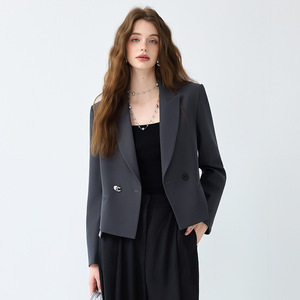 Off White Blazer For Women Solid Color Polyester Anti Wrinkle Korean Style Suit Jacket - Product Image 2