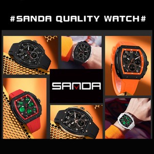 Sanda 6157 Trendy Men Electronic Sports <b>Watch</b>, <b>Waterproof</b> Luminous <b>Digital</b> Quartz Wristwatch with Alarm & Silicone Strap - Product Image 5