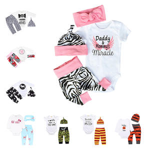 Infant Cartoon Cotton Romper Pants Headband Hat <b>Clothes</b> Set Newborn Outfits Toddler Jumpsuits Girls Boys Baby Clothing Set - Product Image 1