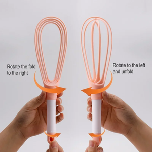 1 pièce Fouet à œufs manuel rotatif multifonctionnel en plastique et silicone, mini outil de cuisine écologique pour la pâtisserie - Product Image 2
