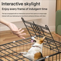 Petite cage de sauvetage pliable moderne en fil métallique pour chiens et chats avec fermeture à bouton, utilisation intérieure et extérieure, motif uni
