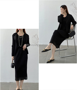 Nueva Colección <span class=keywords><strong>de</strong></span> Otoño del Fabricante, Trajes, Vestidos y Blusas para Mujer, Conjuntos <span class=keywords><strong>de</strong></span> Dos Piezas con Malla y Pliegues al Estilo <span class=keywords><strong>Issey</strong></span> <span class=keywords><strong>Miyake</strong></span> - Product Image 3