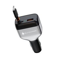 Chargeur de voiture rétractable SUNDA 84W 1A2C, résistant au feu, PD QC3.0, charge rapide, OCP, compatible avec les téléphones portables et les écouteurs, allume-cigare