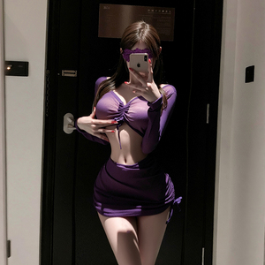 Vestido Morado Ajustado sin Tirantes, Estilo Uniforme, Sensual y Atractivo, Ideal para Escenarios Románticos - Product Image 3