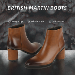 Botas de Tobillo para Hombre, Estilo Británico, con Suela de Goma, Aumentan la Estatura, para Otoño - Product Image 2