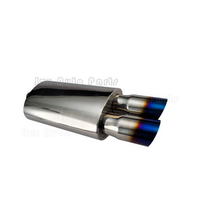 Decorazione auto tubo di scarico silenziatore bruciata blu doppia punta <span class=keywords><strong>2</strong></span>.5 "doppio ingresso <span class=keywords><strong>3</strong></span>" uscite in acciaio scarico universale ovali marmitta - Product Image 1